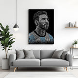 Lionel Messi face football motivation canvas wall art modern soccer sports decor