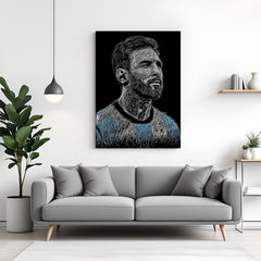 Lionel Messi face football motivation canvas wall art modern soccer sports decor