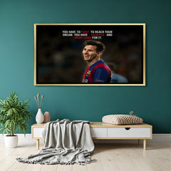 Lionel Messi inspirational football artwork in golden floater frame luxury sports wall painting decor