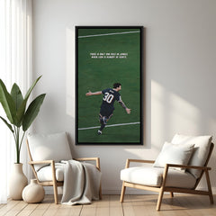 Messi motivational football wall art in black floater frame premium soccer canvas decor