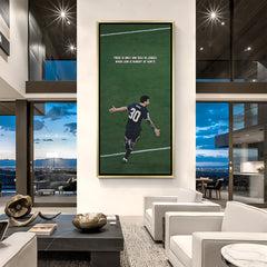 Lionel Messi inspirational football artwork in golden floater frame luxury sports wall painting decor