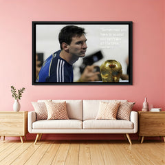 Messi motivational football wall art in black floater frame premium soccer canvas decor