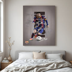Lionel Messi playing soccer motivation canvas wall art modern football sports decor