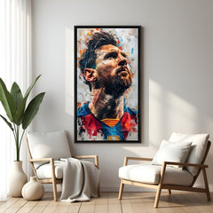 Messi inspirational football wall art in black floater frame premium soccer canvas decor