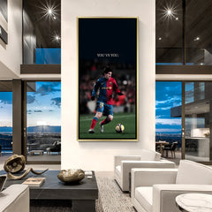 Lionel Messi inspirational football artwork in golden floater frame luxury sports wall painting decor