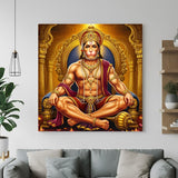 Lord Hanuman large canvas wall art depicting power, strength, and leadership for spiritual home and office decor