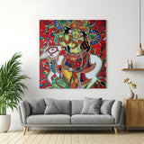 Lord Krishna Kerala mural canvas painting – traditional South Indian art for ethnic and spiritual wall decor