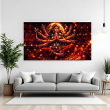 Maa Durga meditation pose with glowing background canvas wall painting in premium wrapped frame