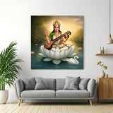 Maa Saraswati Vastu canvas painting for wisdom, learning, and peaceful home or study room decor