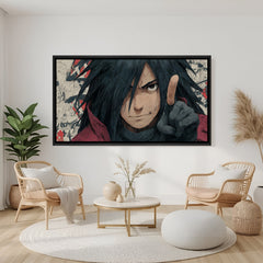 Madara Uchiha anime canvas artwork in premium black floater frame