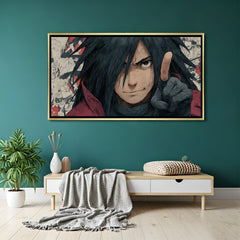 Madara Uchiha Naruto wall art in luxury golden floater frame with anime design