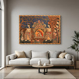 Madhubani princess in palki canvas wall art in premium canvas wrapped frame with traditional folk detailing