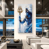 devotional mahadev shiv ji trishul canvas wall art symbolizing peace surrender and divine spiritual energy for home and meditation decor