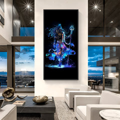 elegant shiv ji wall art with black floater frame for meditation space and spiritual living room decor