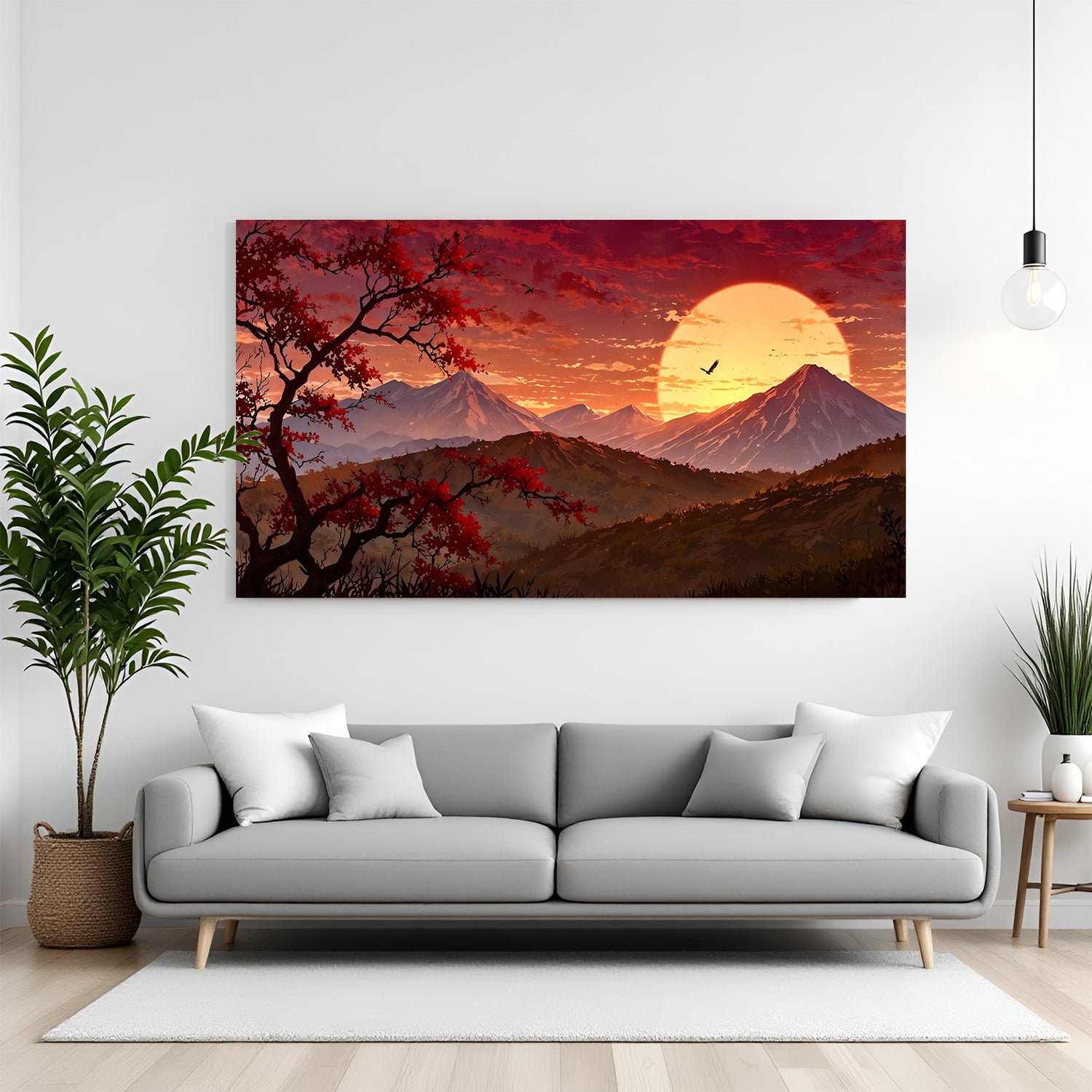 Majestic Peaks Contemporary canvas print featuring a modern mountain painting in premium canvas wrapped frame
