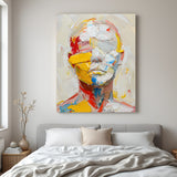 Abstract canvas painting of a male face with subtle visibility – artistic and modern wall art for contemporary home decor and creative interiors