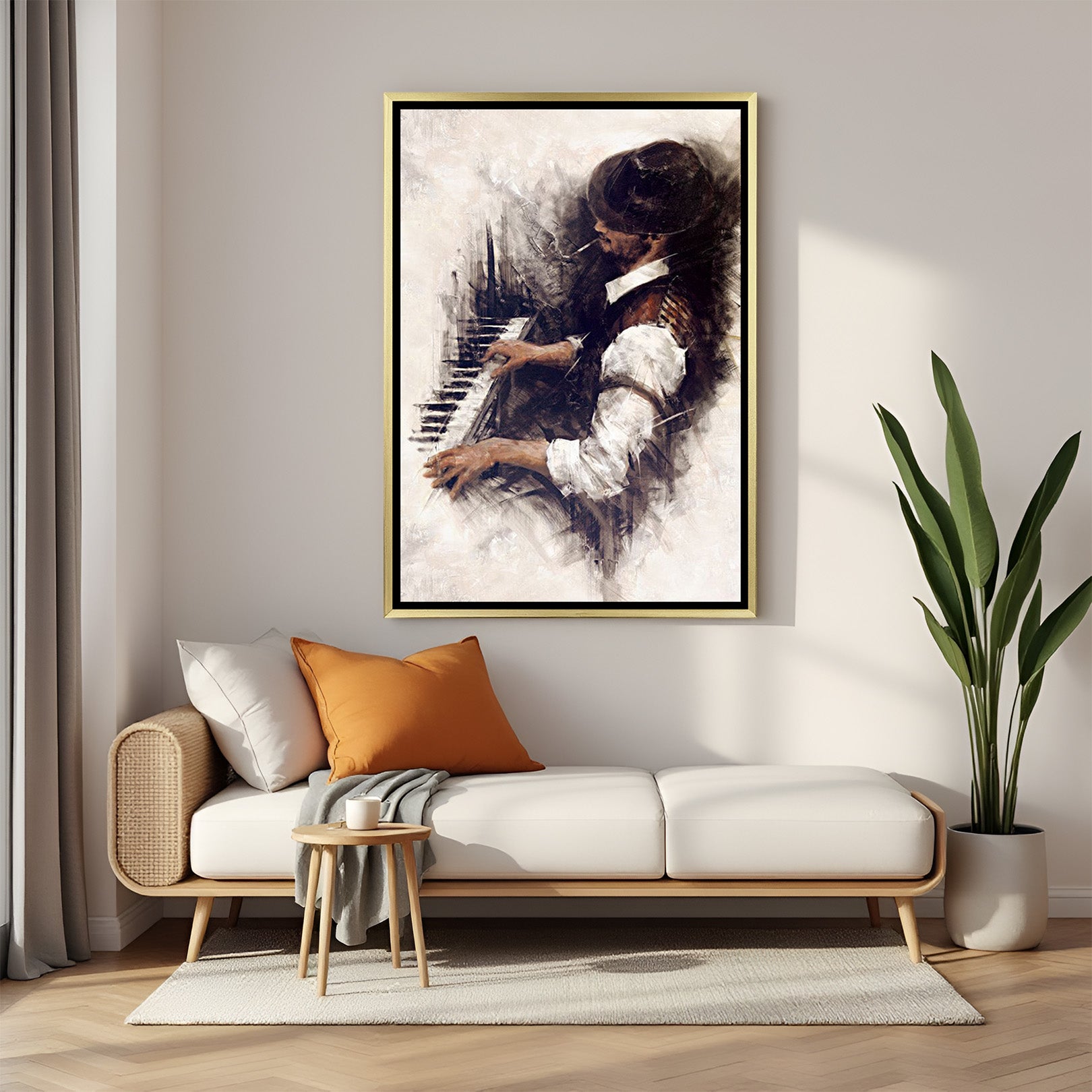 Man Playing Piano | Abstract Hand-Painted Wall Art – CIPHER SPACES