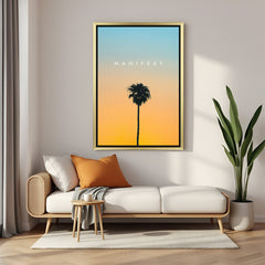 Manifest Believe and Achieve canvas wall art with golden floater frame