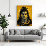 Meditative Lord Shiva canvas wrapped wall art spiritual Mahadev painting for home decor