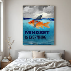 Motivational canvas printed wall art with “Mindset is Everything” quote