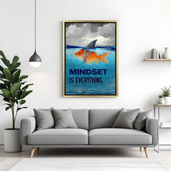 Golden frame inspirational canvas printed wall art – Mindset is Everything