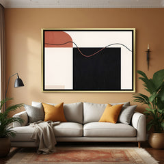 Elegant minimal geometric abstract wall art with gold frame for luxury modern home decor