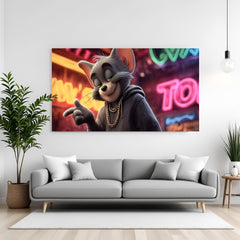 Tom cartoon canvas wall art in premium canvas wrapped frame featuring playful and nostalgic cartoon design