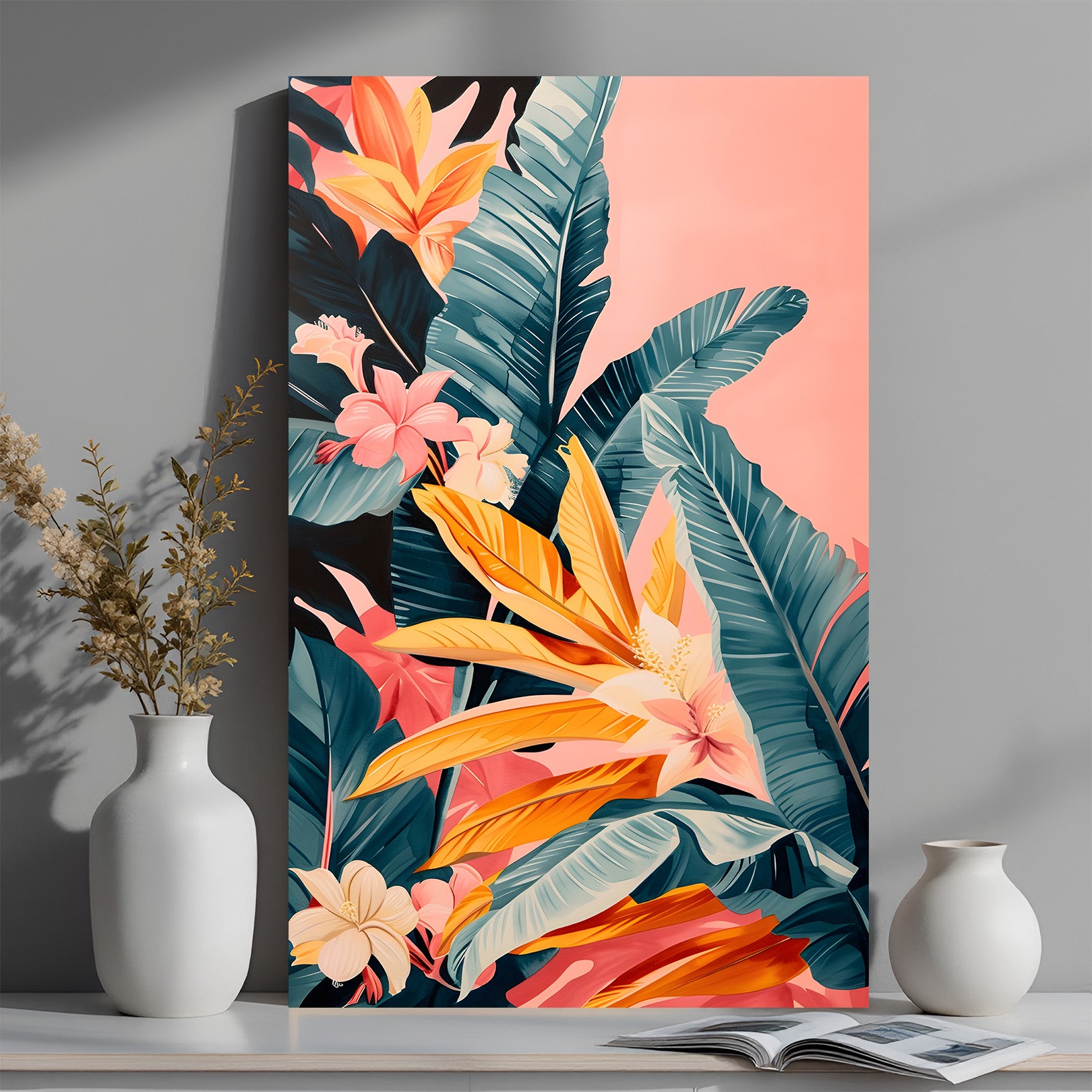 Modern Floral Wall Art – Painted-Style Canvas for Interiors