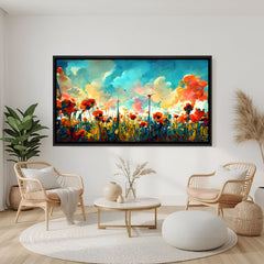 Modern floral artwork in elegant black floater frame for luxury interiors