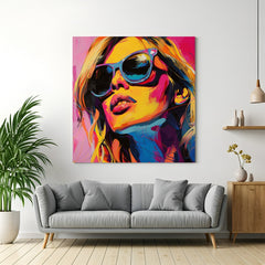 Abstract canvas wall art of a modern lady wearing sunglasses – bold and fashionable artwork for stylish and contemporary wall decor