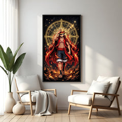 Monkey D. Luffy Celestial Aura anime canvas artwork in premium black floater frame