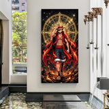 Monkey D. Luffy Celestial Aura canvas painting with fiery anime artwork in canvas wrapped frame
