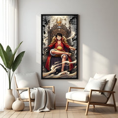 Monkey D. Luffy Manga King anime canvas artwork in premium black floater frame