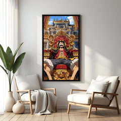 Monkey D. Luffy Pirate King anime canvas artwork in premium black floater frame