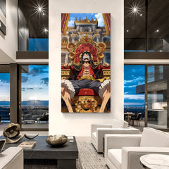 Monkey D. Luffy Pirate King canvas painting with castle anime artwork in canvas wrapped frame