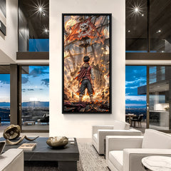 Monkey D. Luffy Pirate Ship anime canvas artwork in premium black floater frame