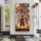 Monkey D. Luffy Pirate Ship canvas painting with cinematic anime artwork in canvas wrapped frame