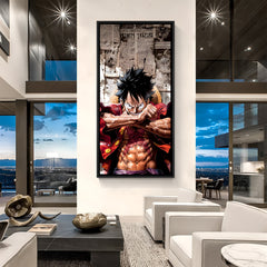 Monkey D. Luffy Wanted Pirate anime canvas artwork in premium black floater frame