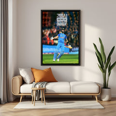 Canvas print featuring a cricket player and the motivational quote “Sometimes that 1% is enough” – powerful wall decor for game rooms or offices.