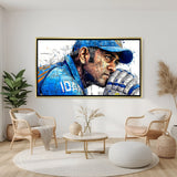 MS Dhoni inspirational cricket artwork in luxury golden floater frame premium sports wall painting