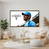 MS Dhoni GOAT inspirational cricket artwork in luxury golden floater frame premium sports wall painting