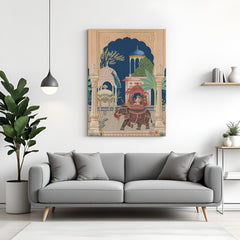 Mughal canvas painting for royal Indian wall art in elegant home and office decor