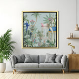 Golden frame canvas painting of Mughal garden arch – regal Indian wall art for royal and traditional room decoration