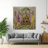 Mughal harem scene canvas painting – royal Indian artwork for luxury heritage-inspired home interiors