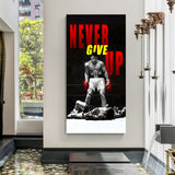 Muhammad Ali motivation canvas wall art with never give up quote boxing gym decor
