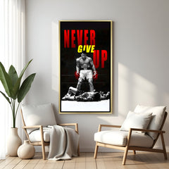 Muhammad Ali inspirational artwork in golden floater frame luxury boxing wall painting decor