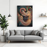 Detailed Shreenathji face portrait with pearl and gemstone-inspired embellishments in premium canvas wrapped frame