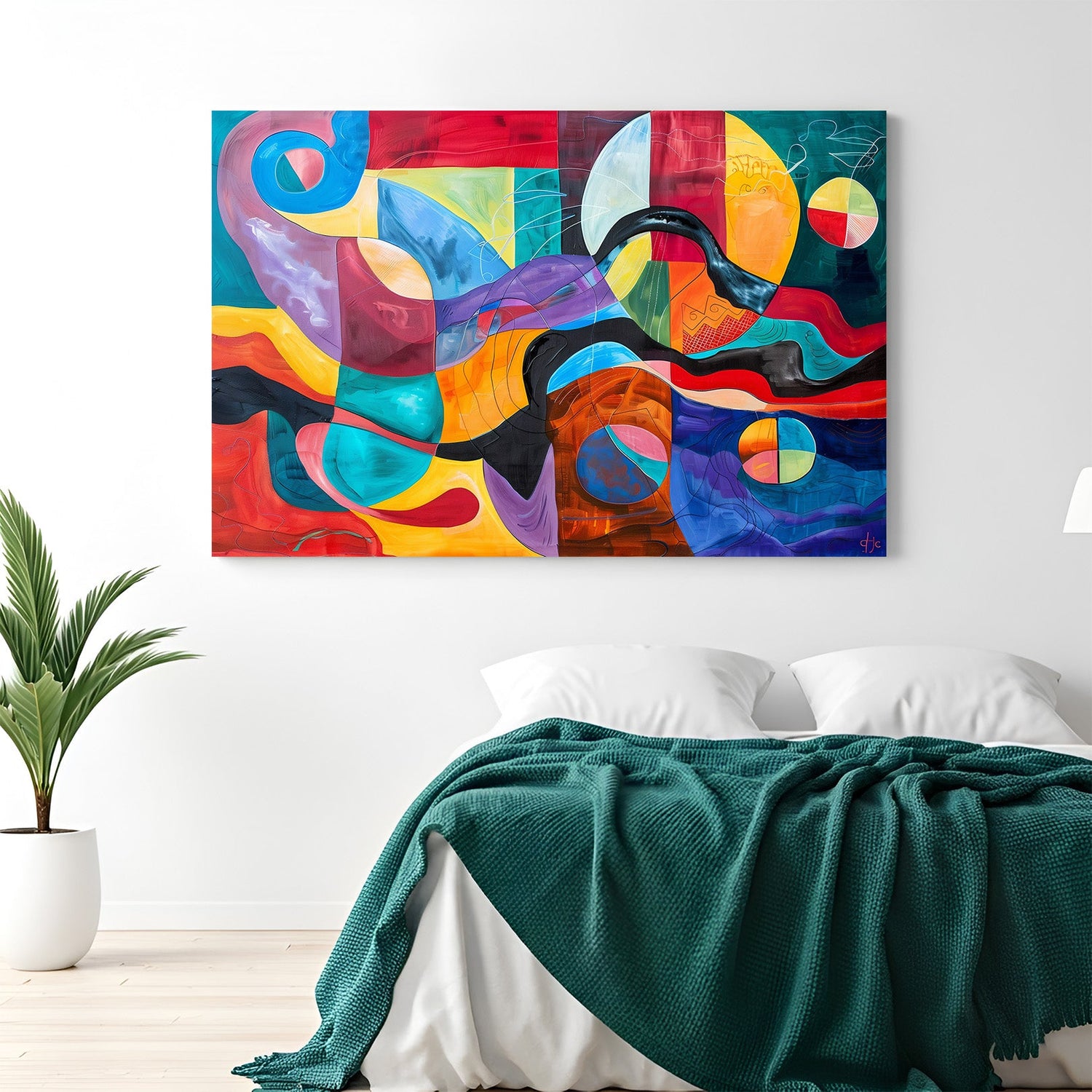 Multicolor vibrant abstract canvas wall art – bold color strokes and energetic modern art on premium canvas print