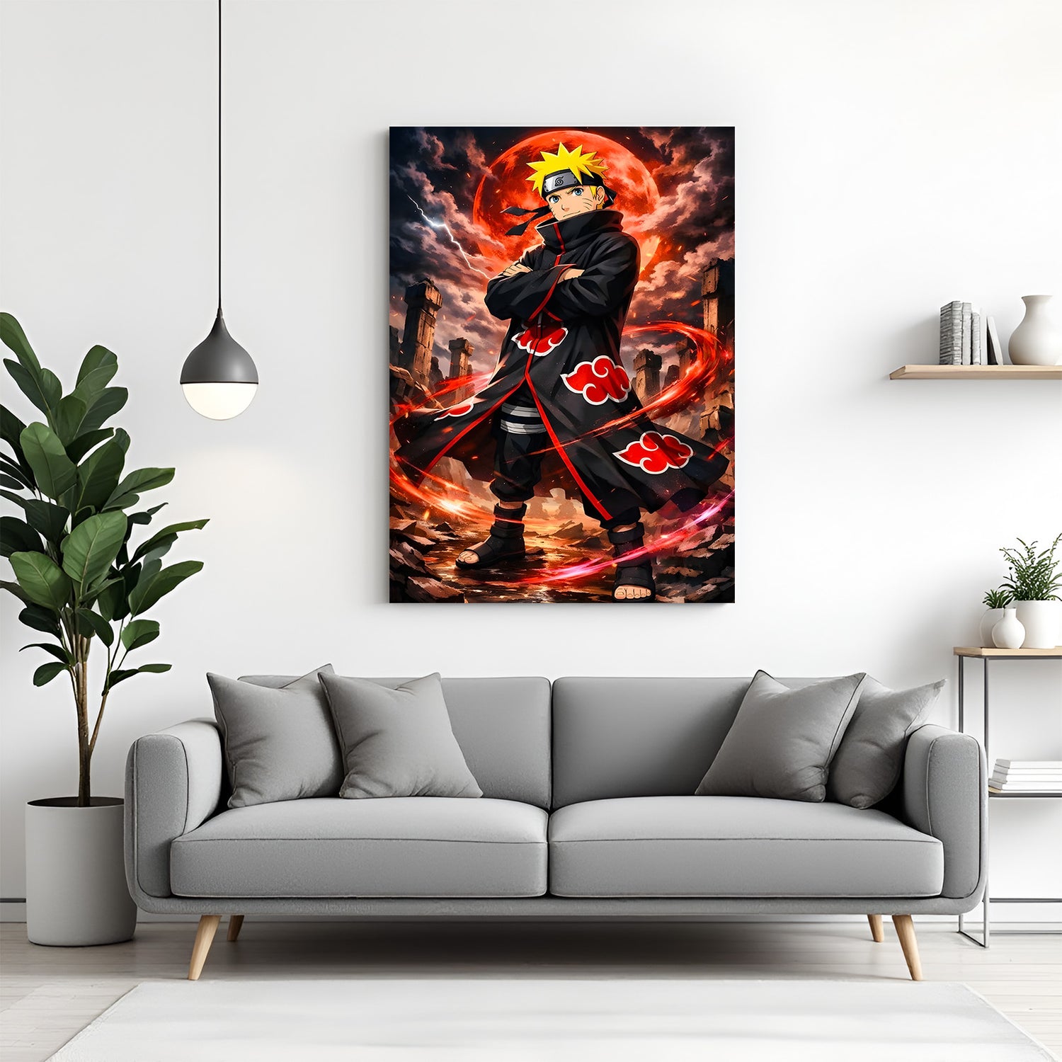 Naruto Akatsuki Outfit canvas painting with dark anime artwork in canvas wrapped frame