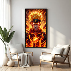 Naruto Angry Close-Up anime canvas artwork in premium black floater frame